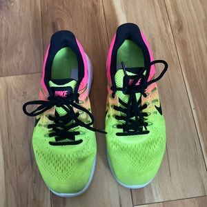 Nike sneakers size 8.5 neon yellow and pink